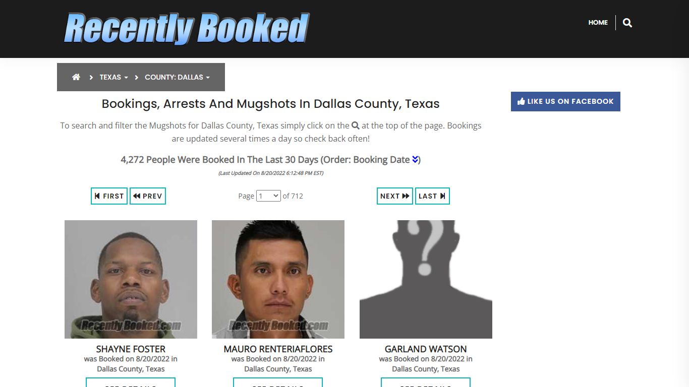 Recent bookings, Arrests, Mugshots in Dallas County, Texas